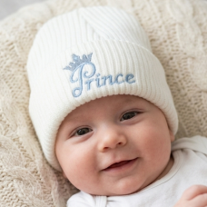 KW121: Baby Embroidered Prince Knitted Hat (Newborn -3 Months)